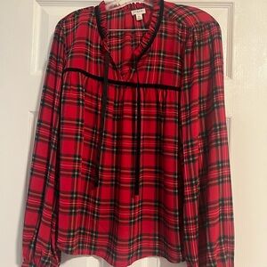 J. Crew Red and Black Plaid Blouse